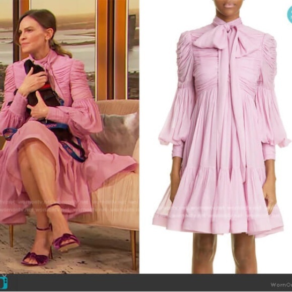 NWT | Zimmerman Celestial Ruched Tie Neck Chiffon Dress Size US 4 - Picture 3 of 14